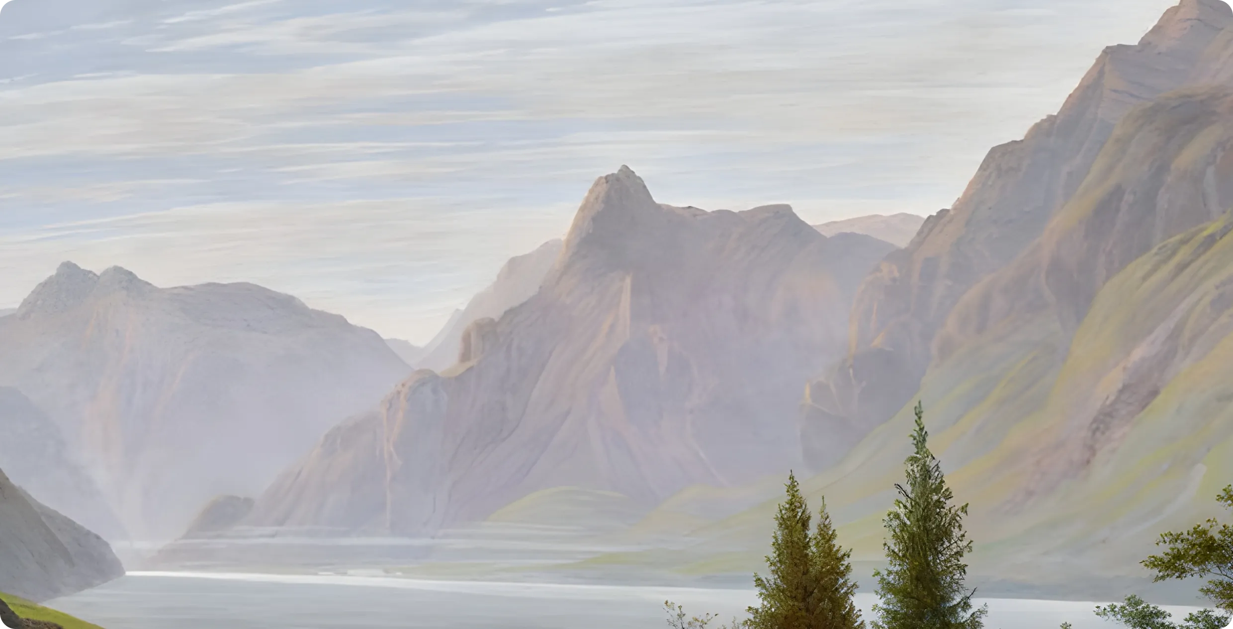 Mountain landscape attached to the sample post